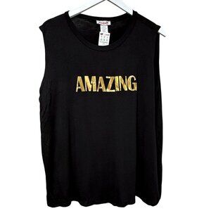 MadRag Sleeveless Top Amazing Graphic Tee Size 2XL Black Gold NWT